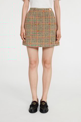 Jupe droite taille haute - Beige et noir