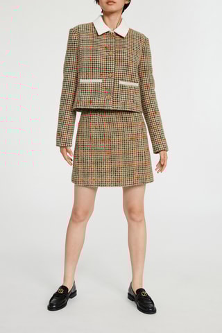 Jupe droite taille haute - Beige et noir