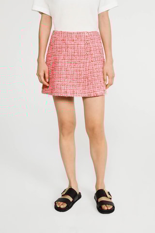 Jupe-short en tweed - Rose et corail