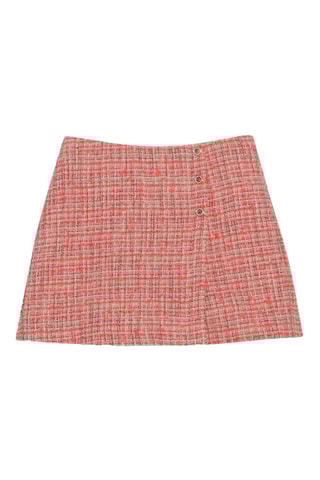 Jupe-short en tweed - Rose et corail