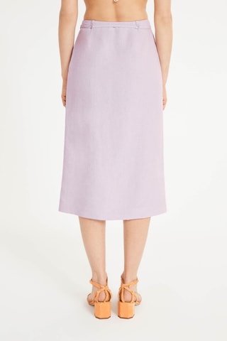 Jupe midi en lin taille haute - Lilas
