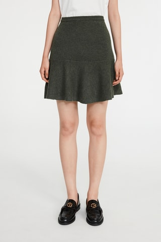 Jupe patineuse en laine - Kaki