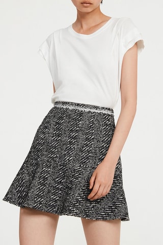 Jupe patineuse taille haute - Noir et blanc