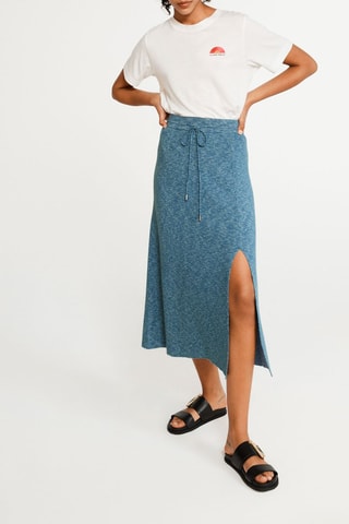 Jupe midi taille haute - Ciel chiné