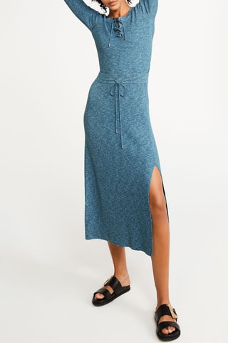 Jupe midi taille haute - Ciel chiné