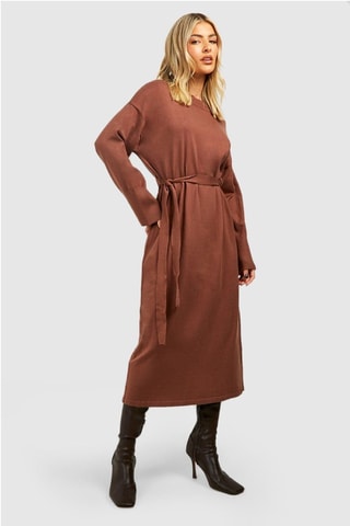Robe midi - Marron