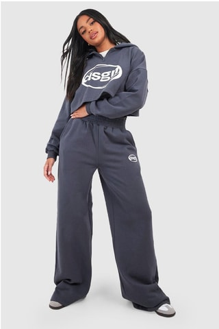 Sweat court à capuche et pantalon flare - Gris foncé