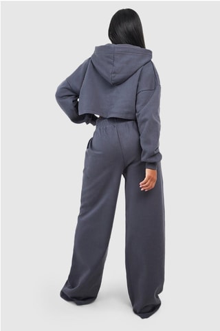 Sweat court à capuche et pantalon flare - Gris foncé