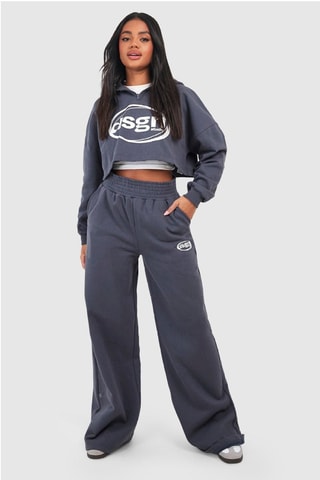 Sweat court à capuche et pantalon flare - Gris foncé