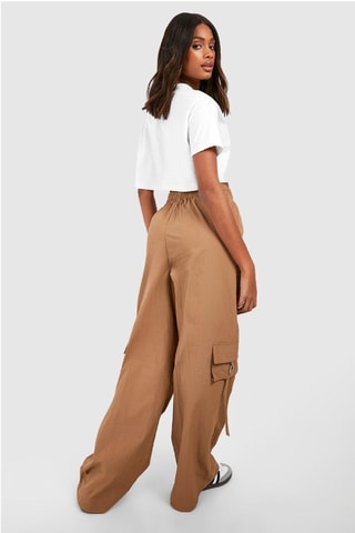 Pantalon cargo taille haute - Marron