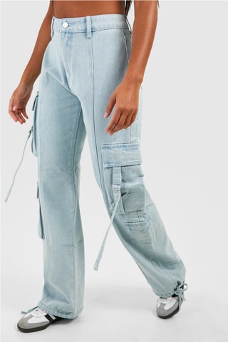 Jean cargo taille haute - Bleu clair