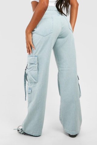 Jean cargo taille haute - Bleu clair