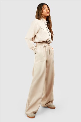 Pantalon wide legs taille haute - Beige