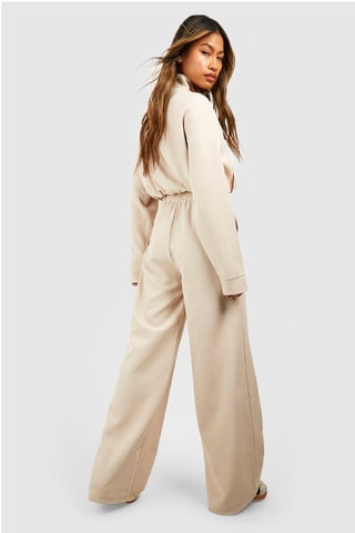 Pantalon wide legs taille haute - Beige