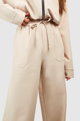Pantalon wide legs taille haute - Beige