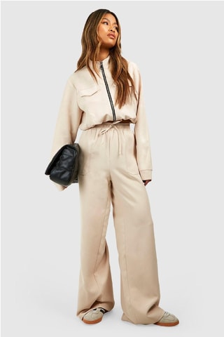 Pantalon wide legs taille haute - Beige