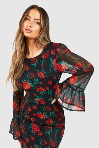 Robe courte - Noir et rouge