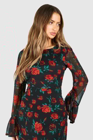 Robe courte - Noir et rouge