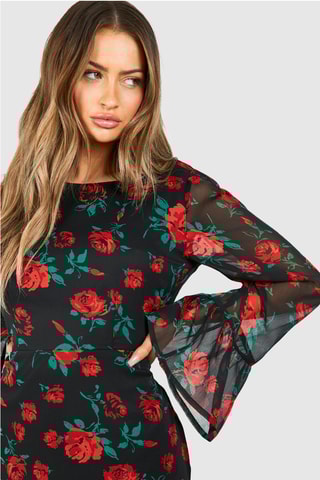 Robe courte - Noir et rouge