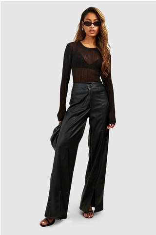 Pantalon wide legs taille haute - Noir