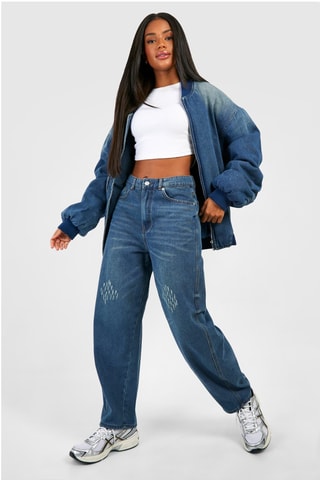 Jean carotte taille haute - Bleu