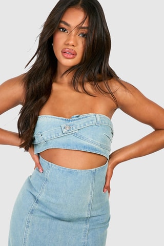 Robe bustier en jean - Bleu