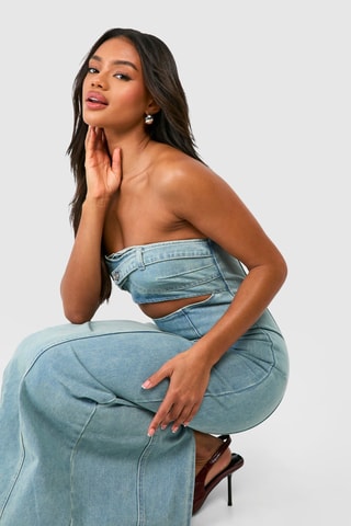 Robe bustier en jean - Bleu