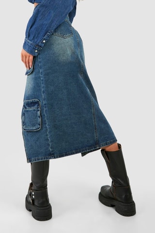Jupe midi en jean - Bleu foncé