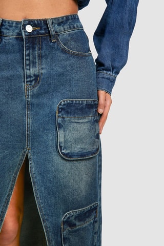 Jupe midi en jean - Bleu foncé