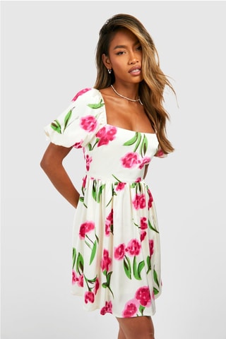 Robe patineuse - Blanc et rose