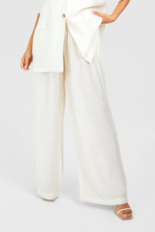 Pantalon wide legs taille haute - Crème