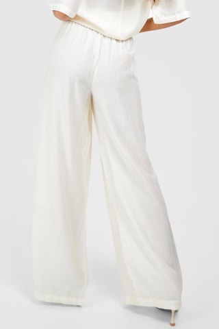 Pantalon wide legs taille haute - Crème