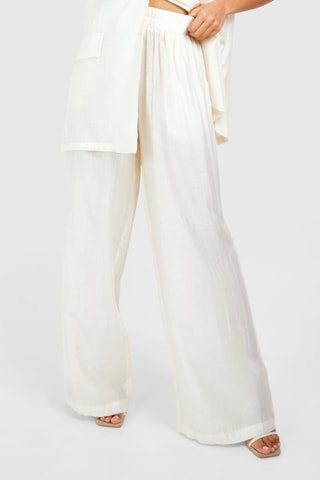 Pantalon wide legs taille haute - Crème