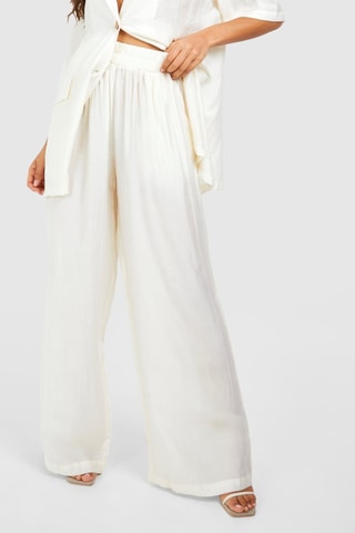 Pantalon wide legs taille haute - Crème