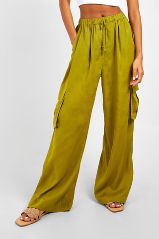 Pantalon palazzo taille haute - Kaki