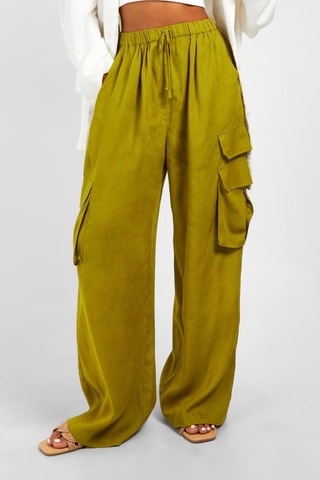 Pantalon palazzo taille haute - Kaki