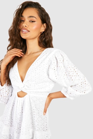 Robe patineuse en broderie anglaise - Blanc