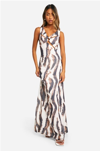 Robe longue - Blanc et marron