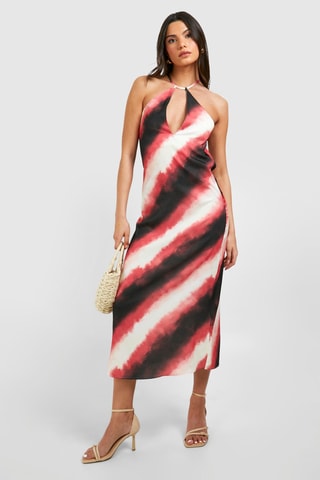 Robe midi tie and dye - Rose et noir