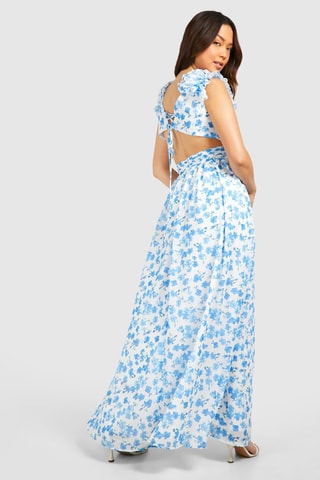 Robe longue - Blanc et bleu