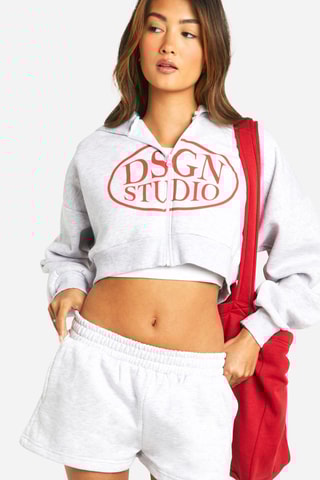 Sweat court à capuche et short - Gris