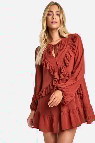 Robe volantée - Terracotta