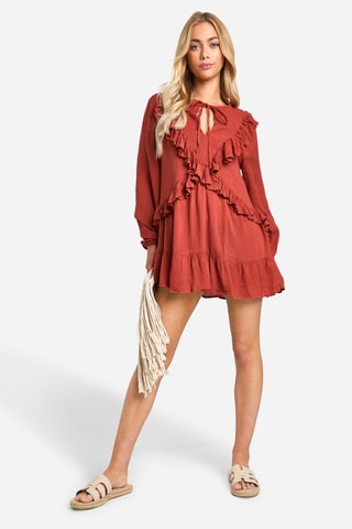 Robe volantée - Terracotta
