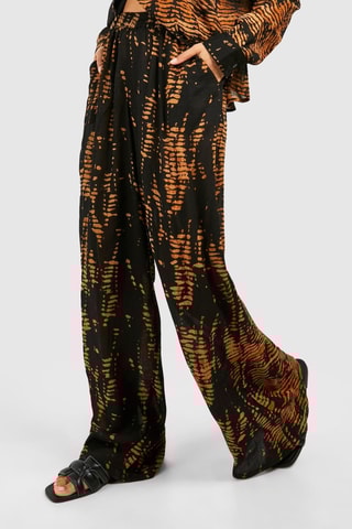 Pantalon palazzo taille haute - Marron