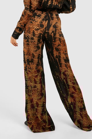 Pantalon palazzo taille haute - Marron