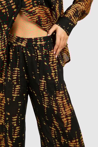 Pantalon palazzo taille haute - Marron