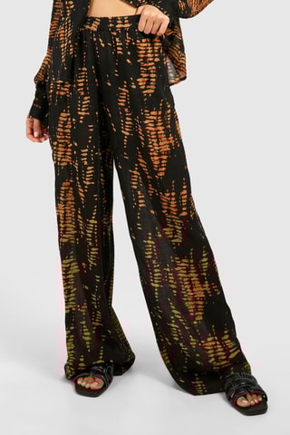 Pantalon palazzo taille haute - Marron