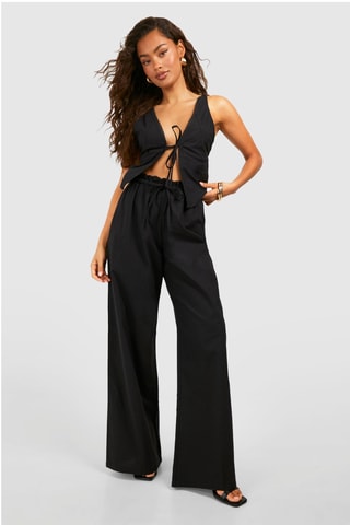Chemisier et pantalon wide legs - Noir