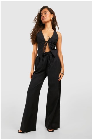 Chemisier et pantalon wide legs - Noir