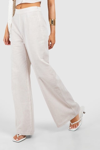 Pantalon wide legs en velours - Beige